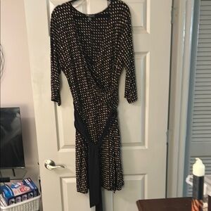 I.N. Studio Black and White Ruched Wrap Dress